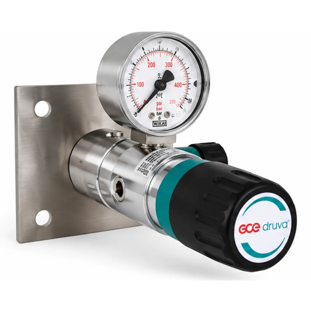 Regulador GCE Druva EMD 400-06, vista lateral opuesta